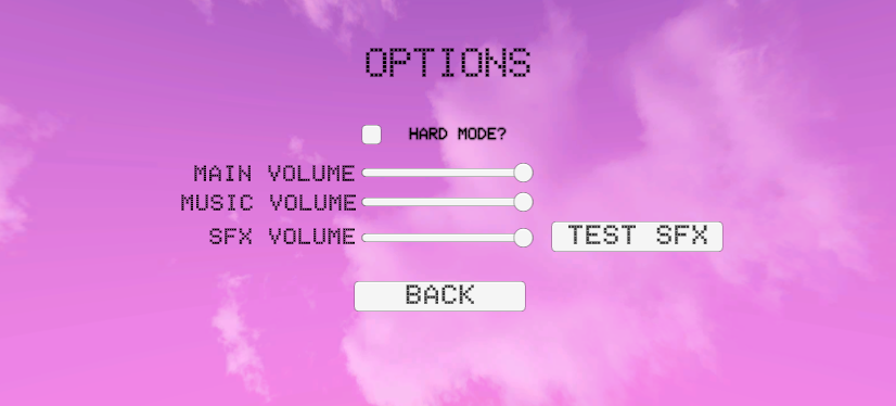 Maxwell's Bullet Sumo options screen