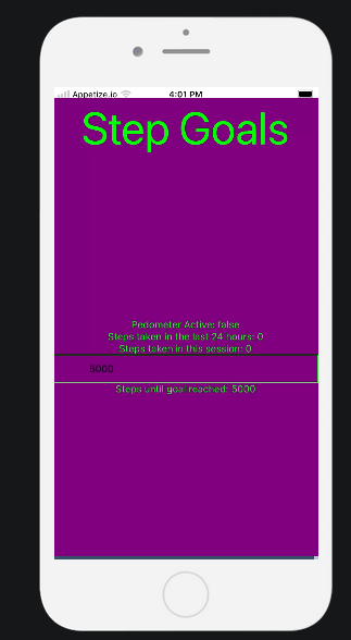 Screenshot of the Step Goals app